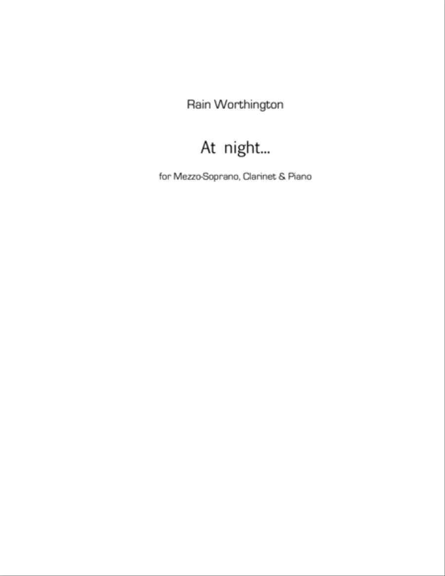 At Night - for mezzo, clarinet & piano Piano, Vocal, Guitar scores gallery preview page 1