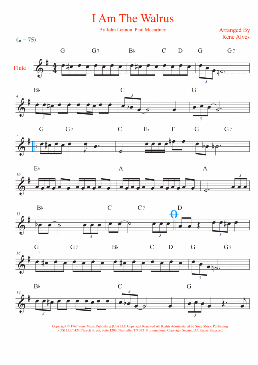 I Am The Walrus Flute Solo scores gallery preview page 1