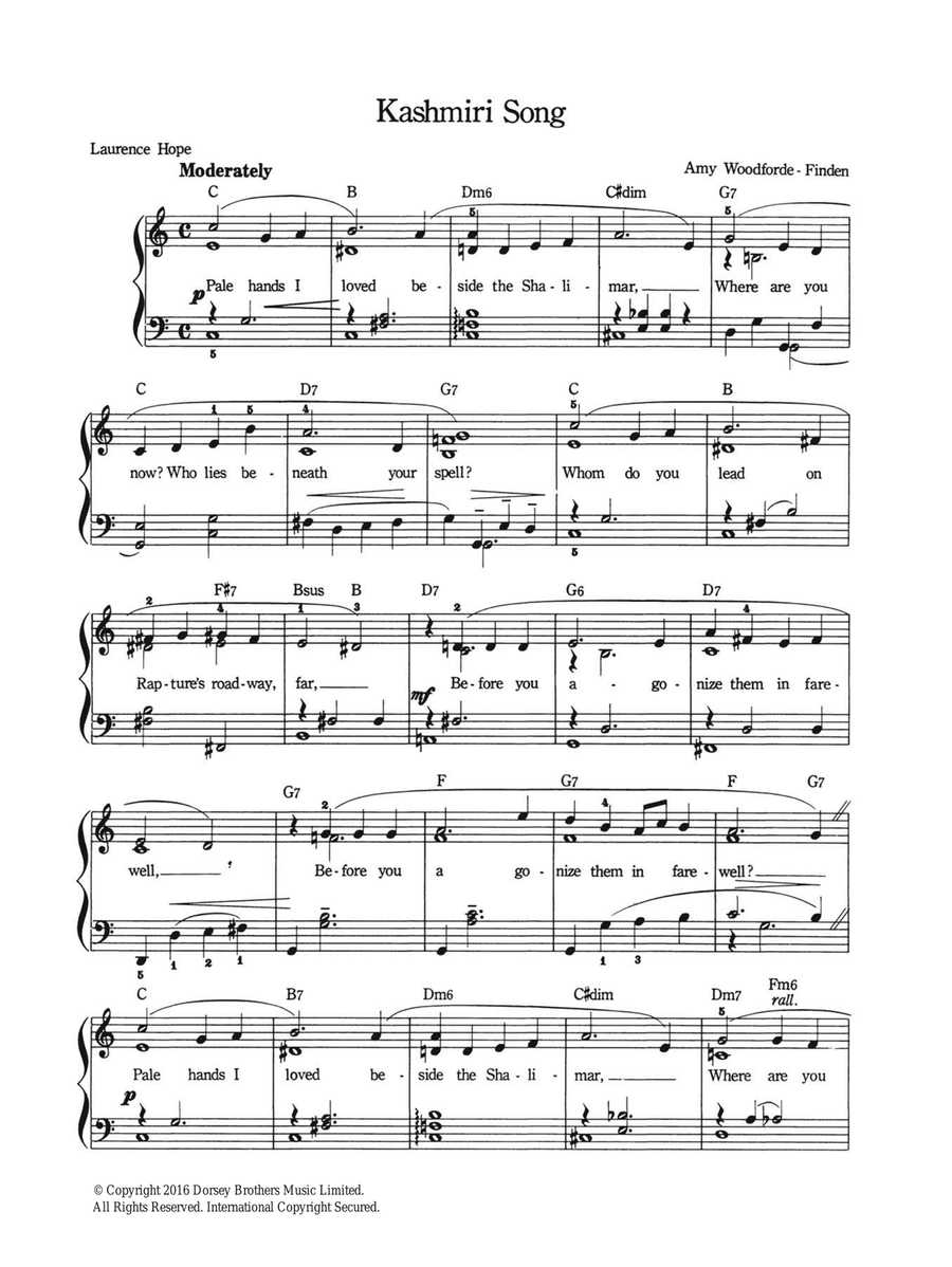 Kashmiri Song Piano, Vocal scores gallery preview page 1