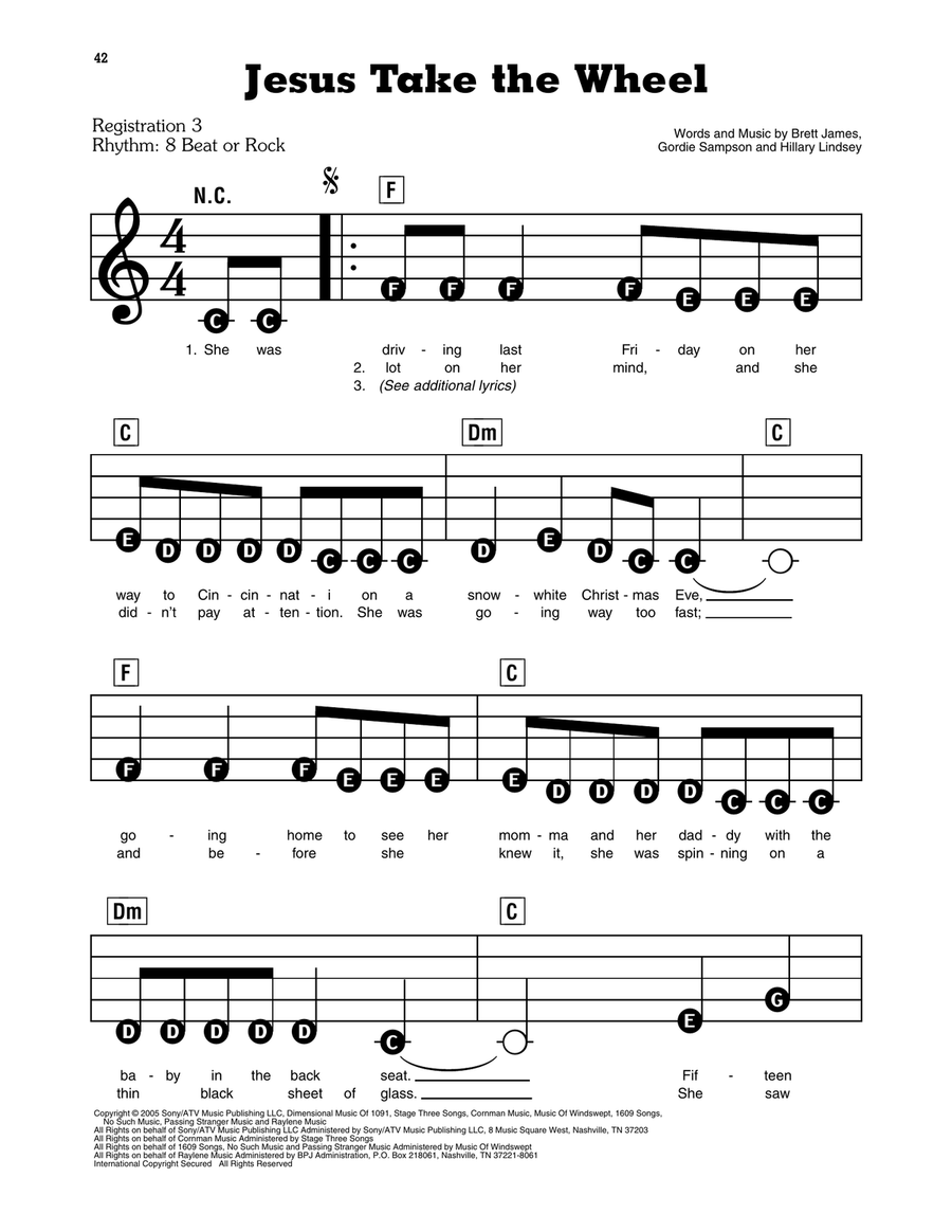 Jesus Take The Wheel Piano, Vocal scores gallery preview page 1