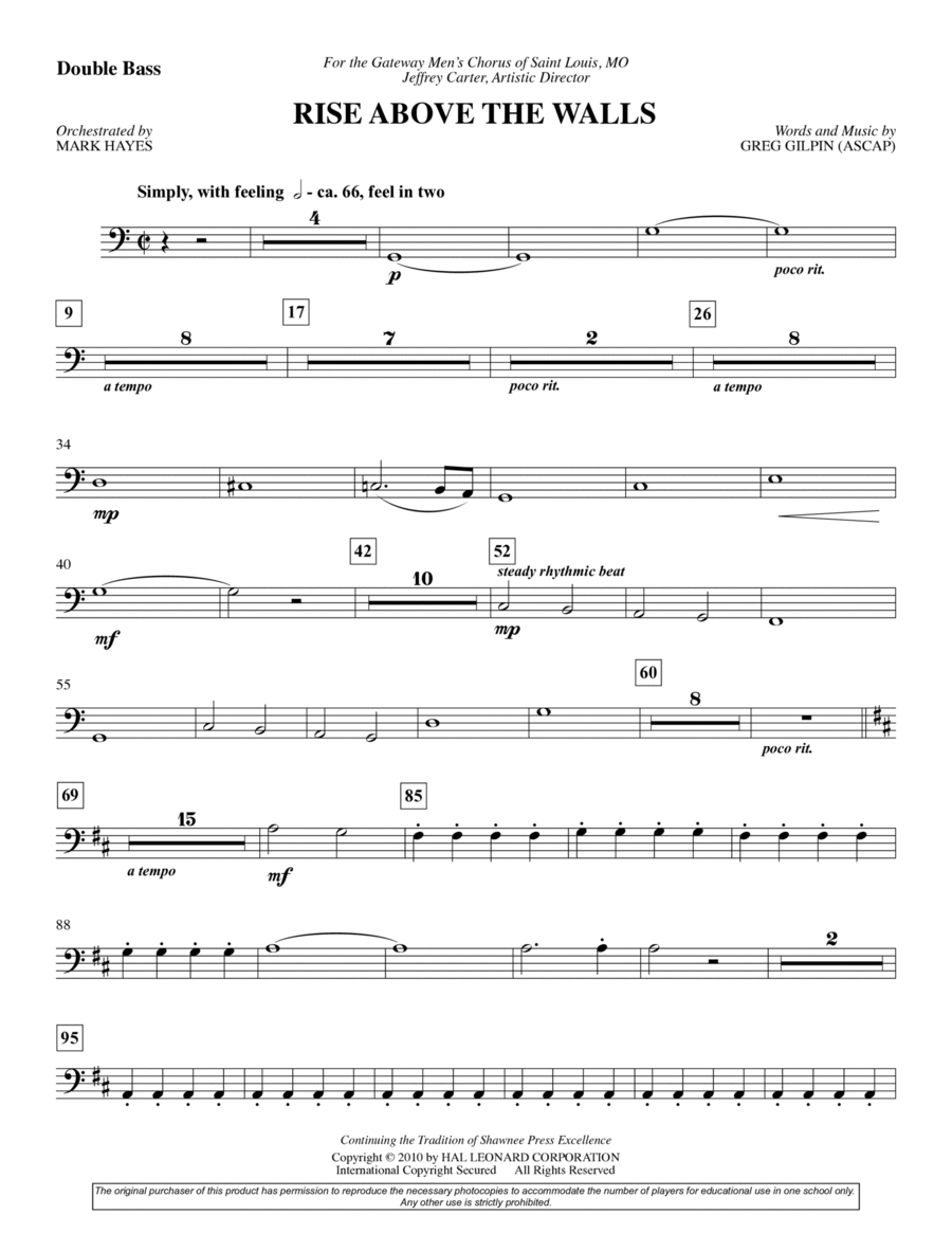 Rise Above The Walls - Double Bass Choir scores gallery preview page 1