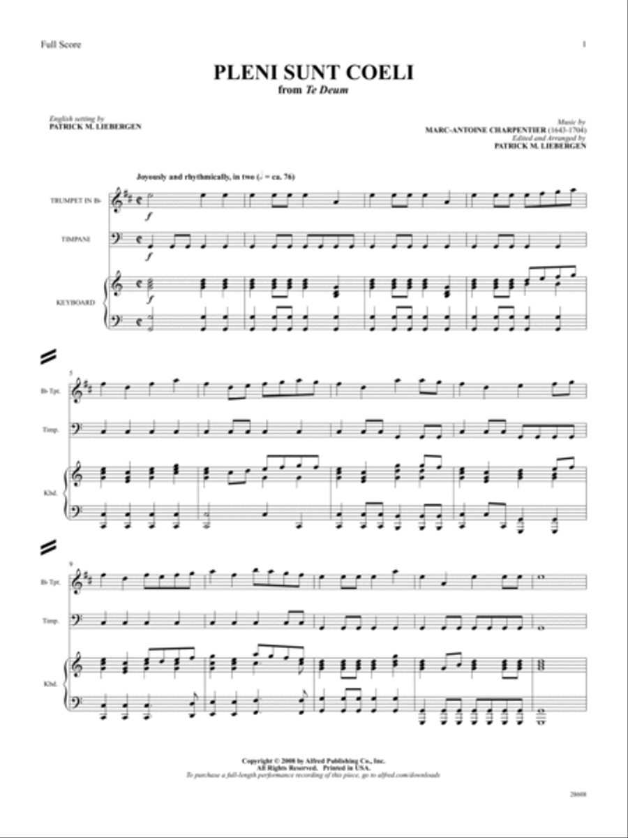 Pleni Sunt Coeli (from Te Deum): Score Score scores gallery preview page 1