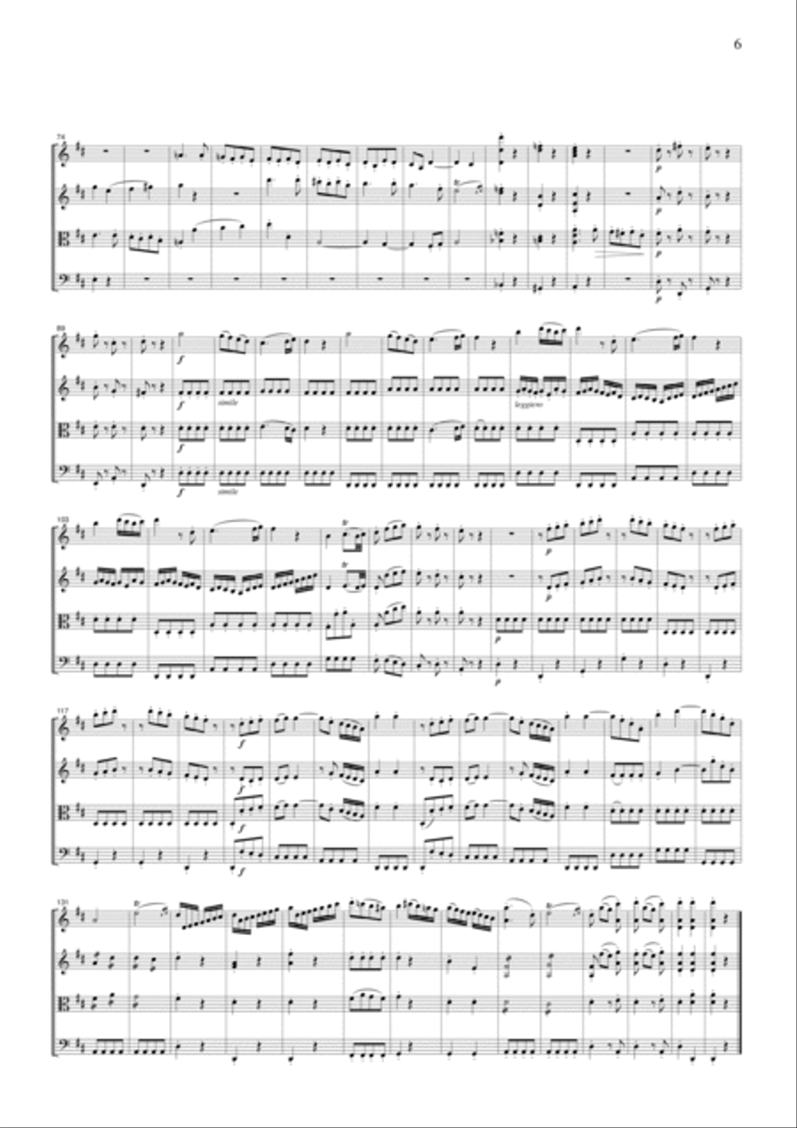Mozart Divertimento K.136, all mvts., for string quartet, CM017 String Quartet scores gallery preview page 6