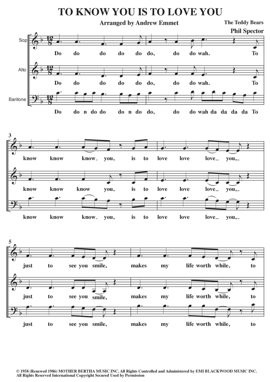 To Know Him Is To Love Him 3-Part scores gallery preview page 1
