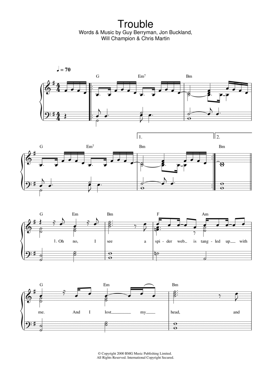 Trouble Easy Piano scores gallery preview page 1