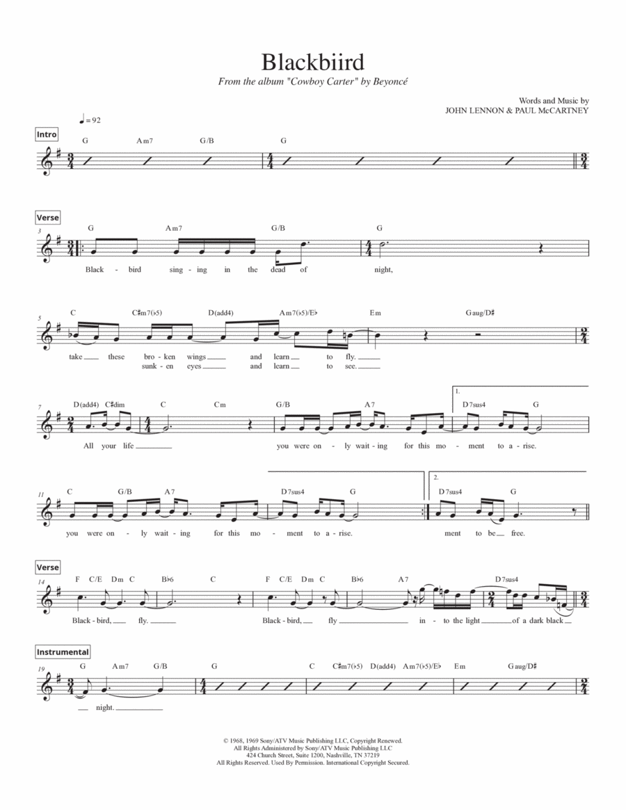 Blackbird Piano scores gallery preview page 1