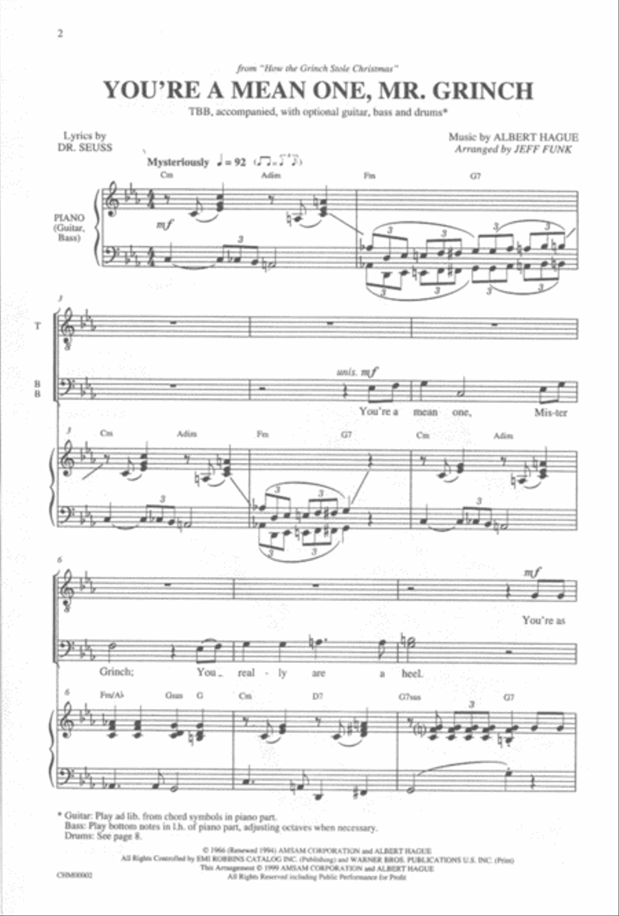 You're a Mean One, Mr. Grinch Men's Choir scores gallery preview page 2