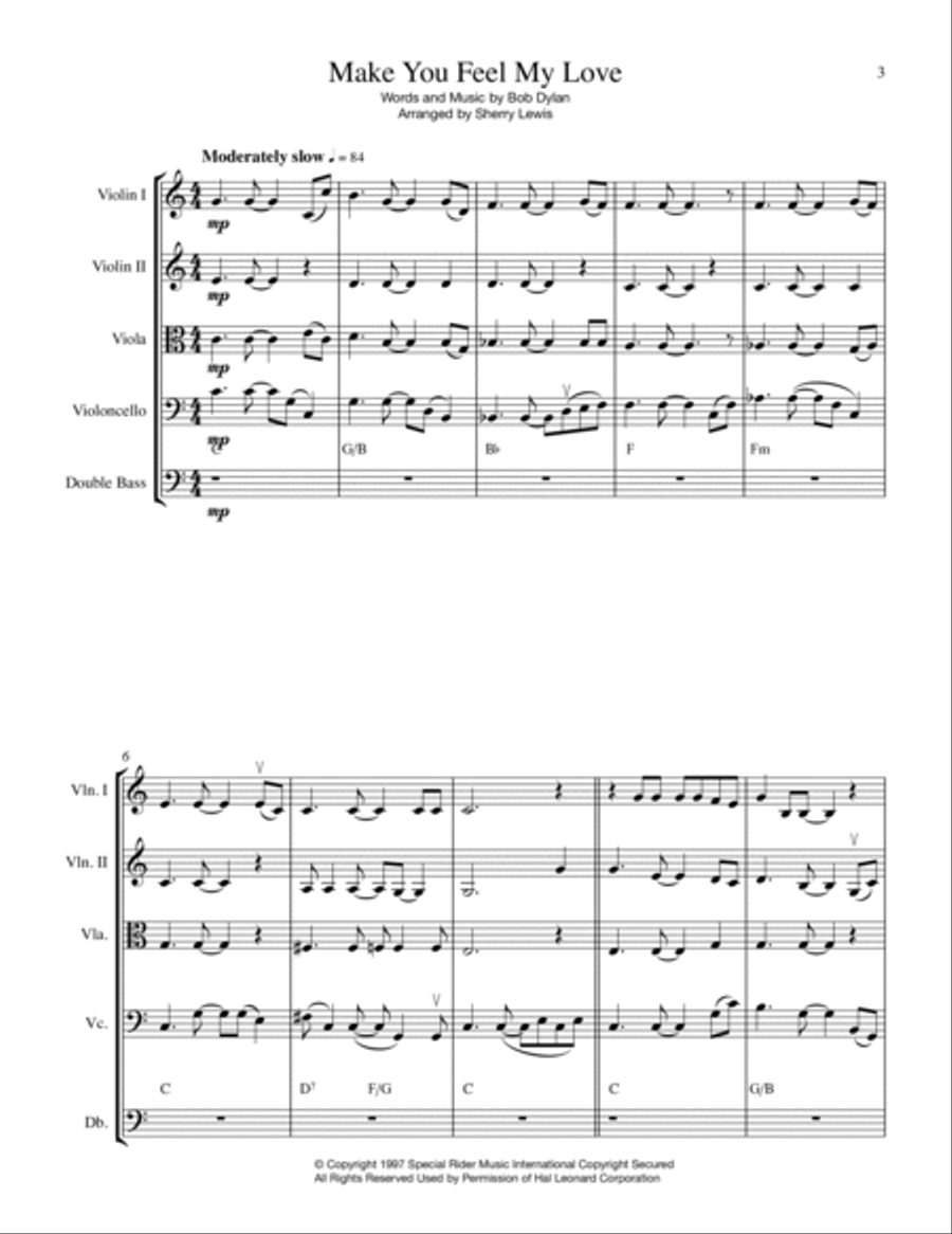 Make You Feel My Love String Quintet scores gallery preview page 3