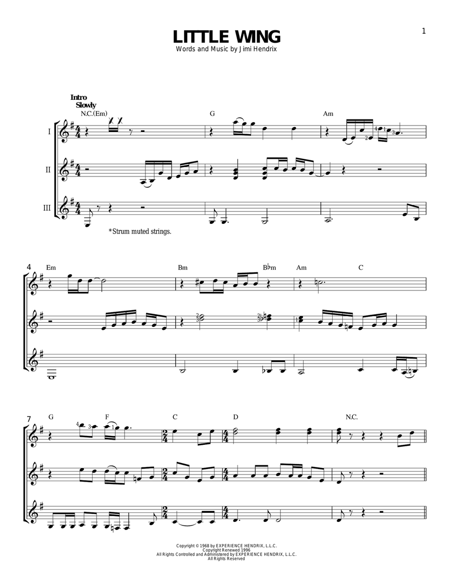 Little Wing Guitar Ensemble scores gallery preview page 1