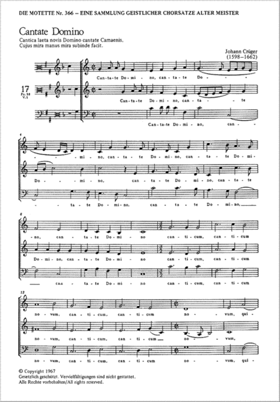 Cantate Domino (Singet dem Herrn) 3-Part scores gallery preview page 1