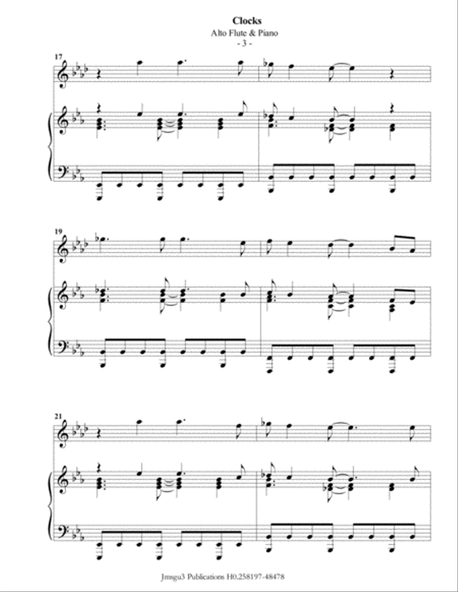 Clocks Flute Solo scores gallery preview page 3