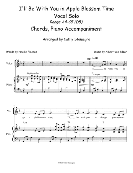 I’ll Be With You in Apple Blossom Time (Vocal Solo, Chords, Piano Accompaniment)