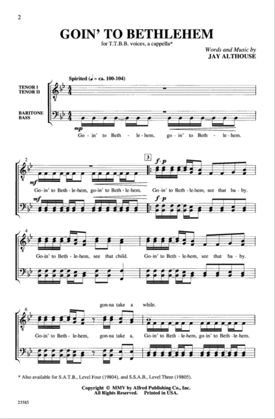Goin' to Bethlehem Goin' to Bethlehem Men's Choir scores gallery preview page 2