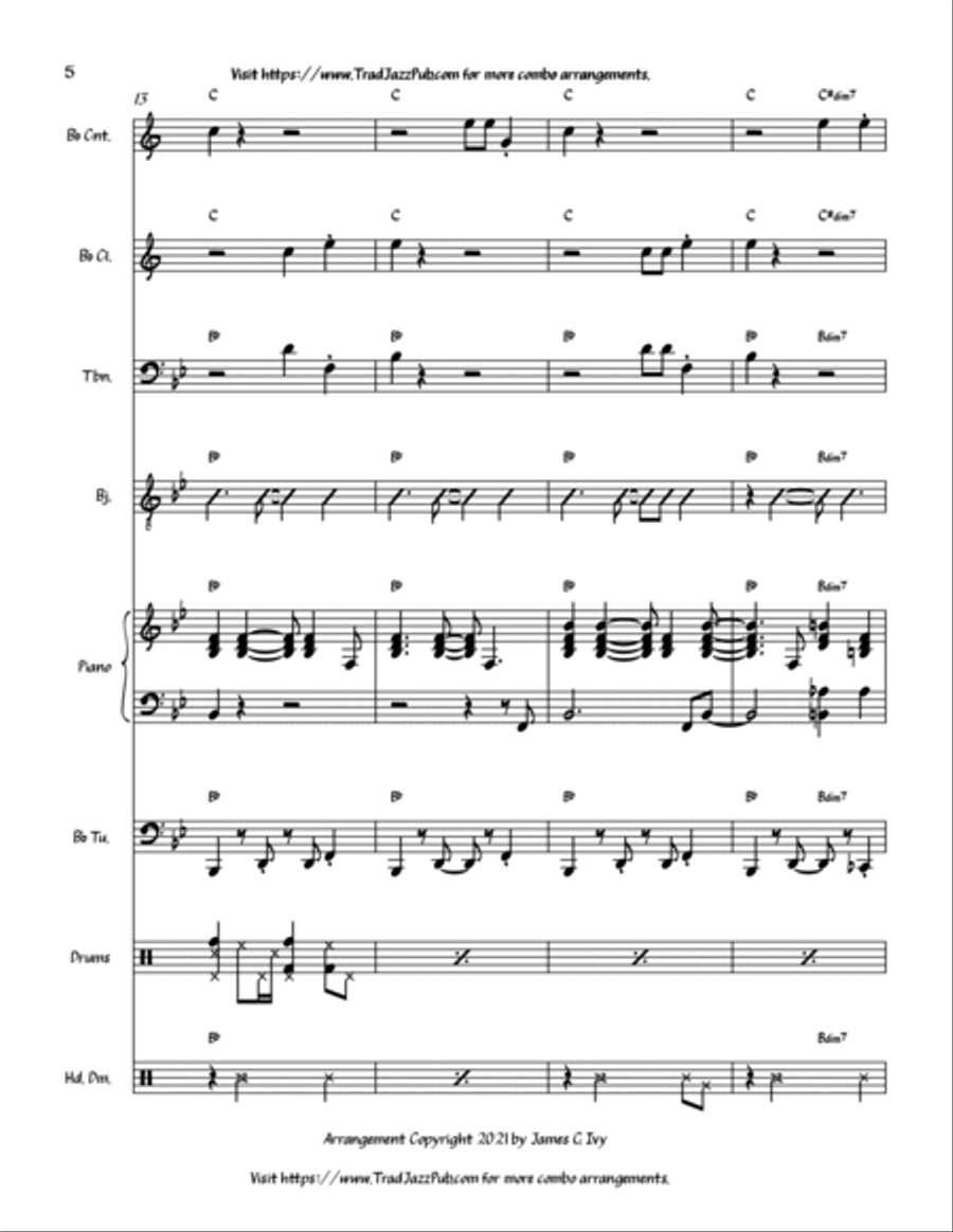 Eh La Bas Bamboula Jazz Ensemble scores gallery preview page 5