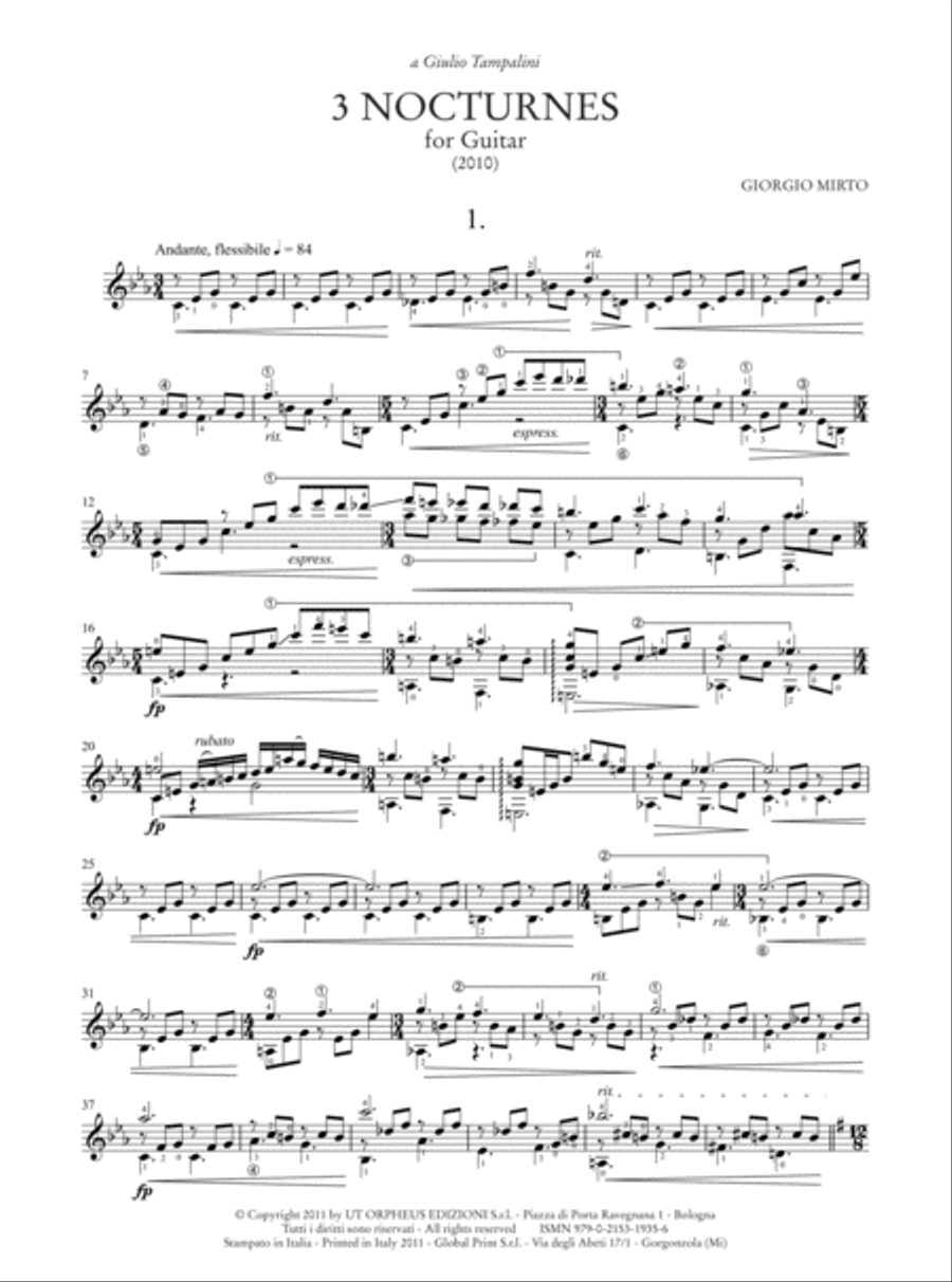 3 Nocturnes for Guitar (2010) Acoustic Guitar scores gallery preview page 2