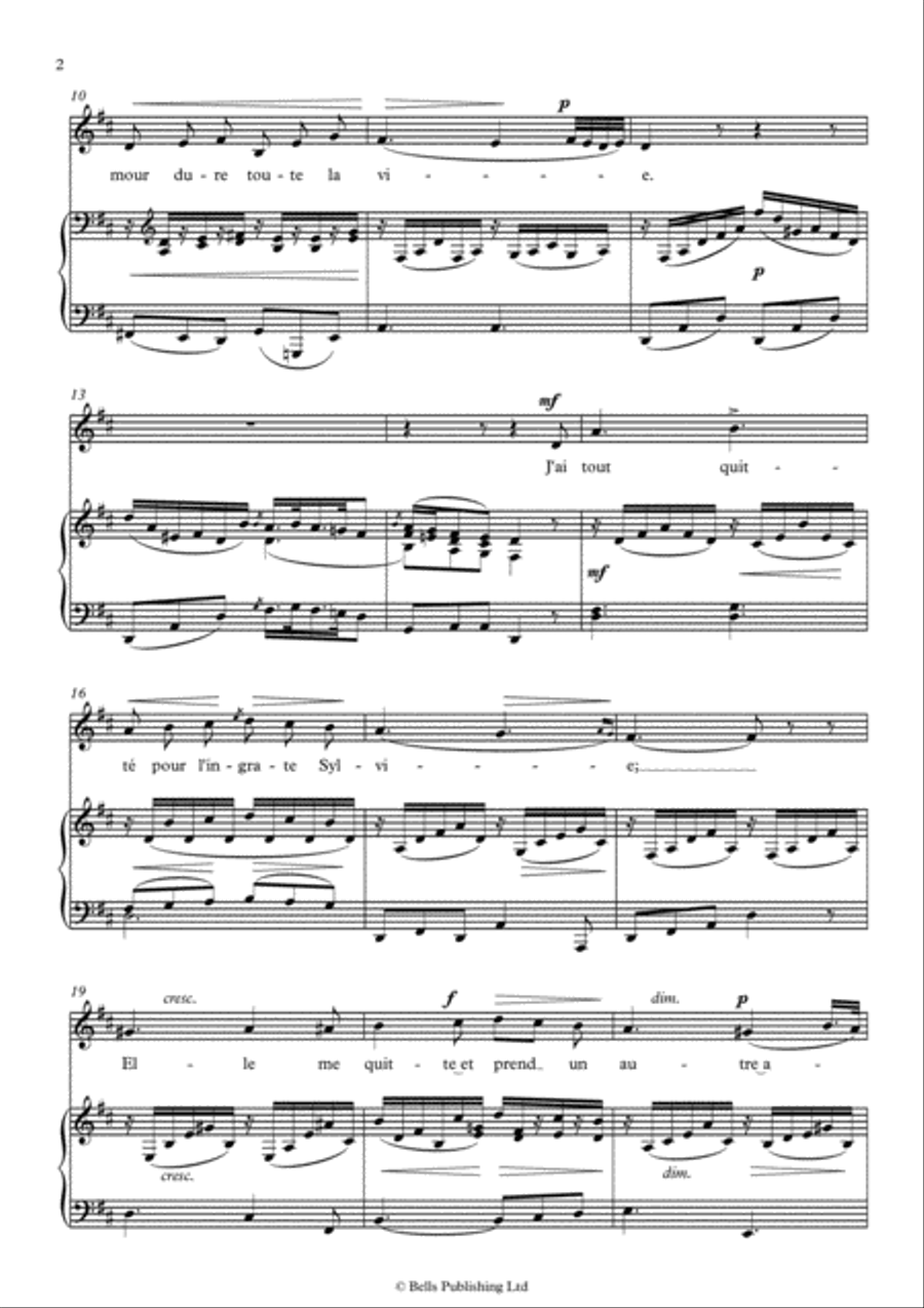 Plaisir d'amour (D Major) Voice Solo scores gallery preview page 2