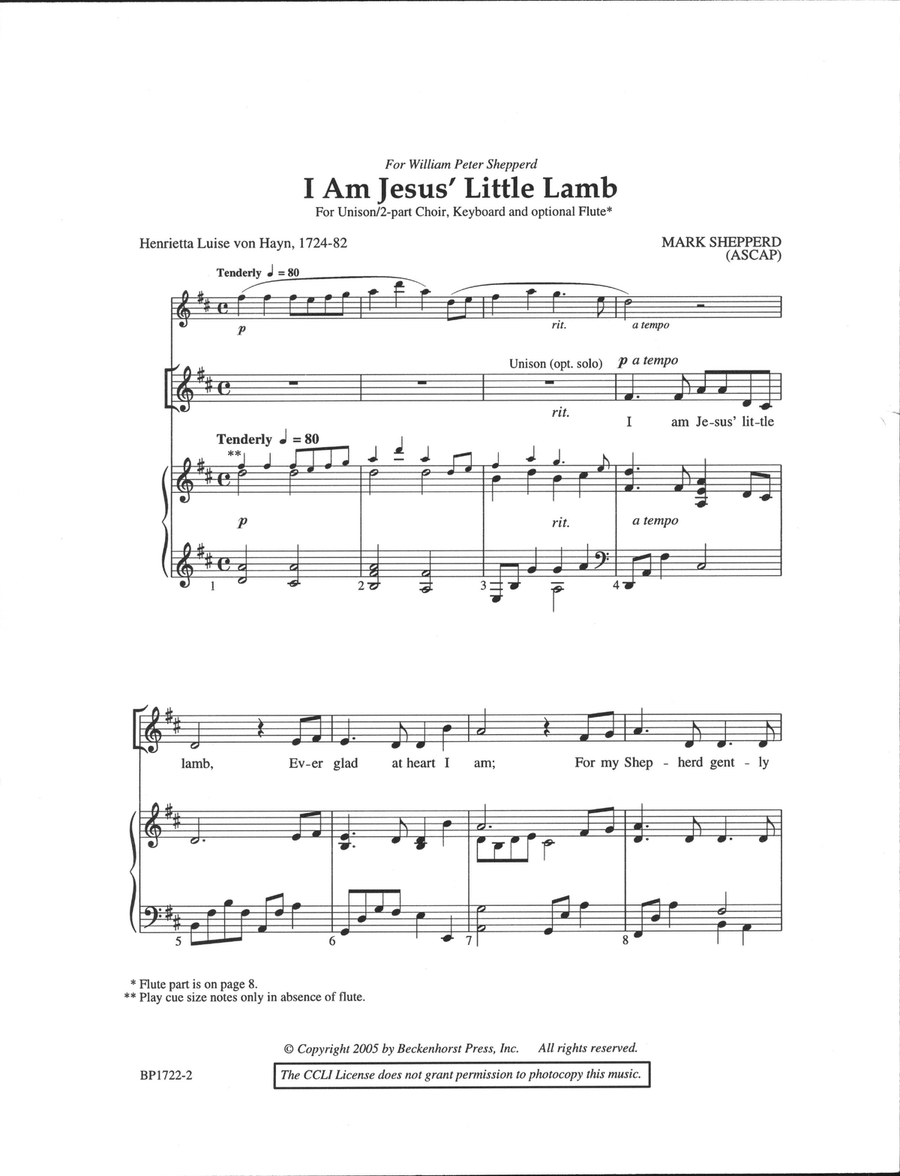 I Am Jesus' Little Lamb I Am Jesus' Little Lamb Unison Choir scores gallery preview page 2