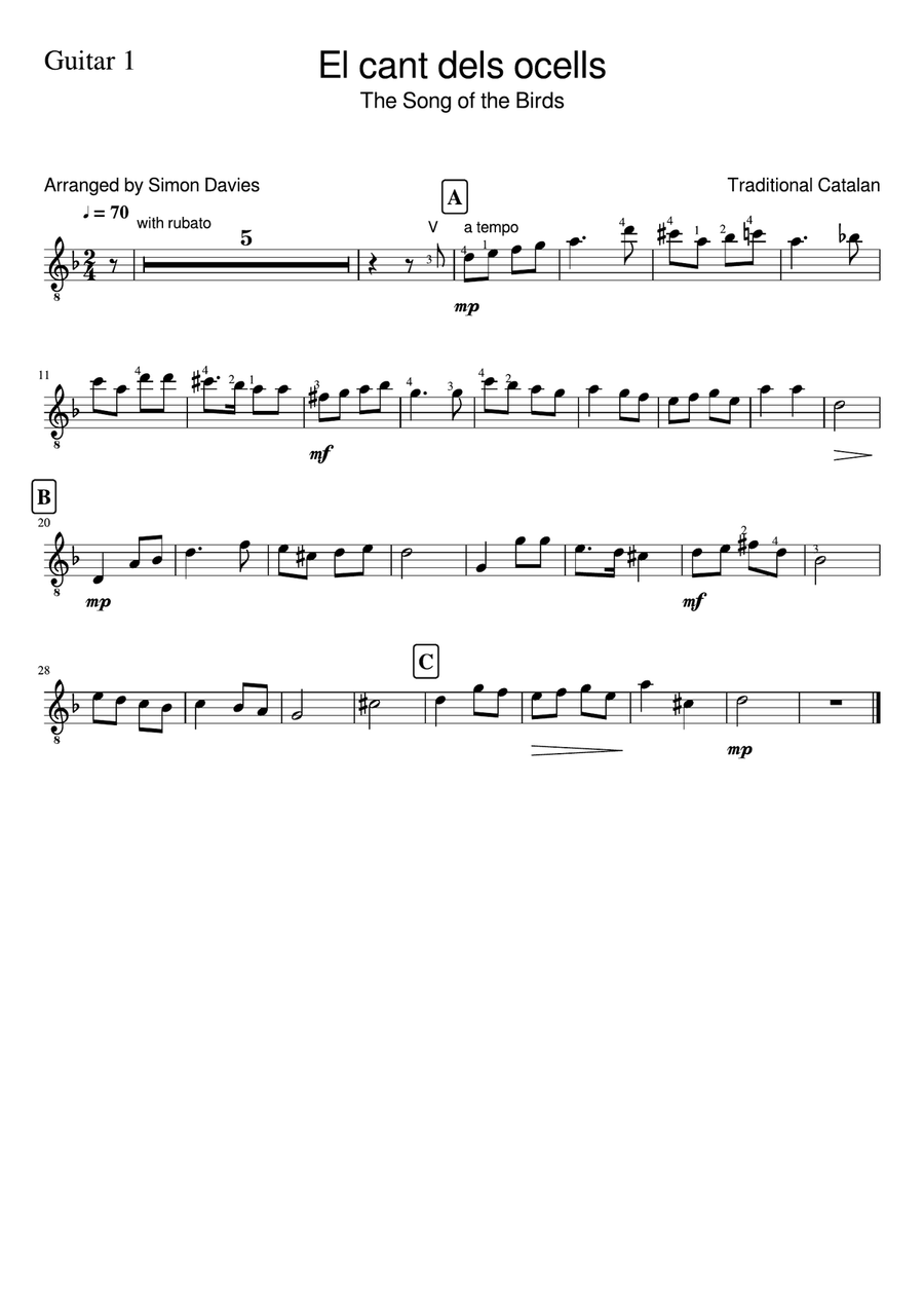 El cant dels ocells - guitar ensemble Large Ensemble scores gallery preview page 3