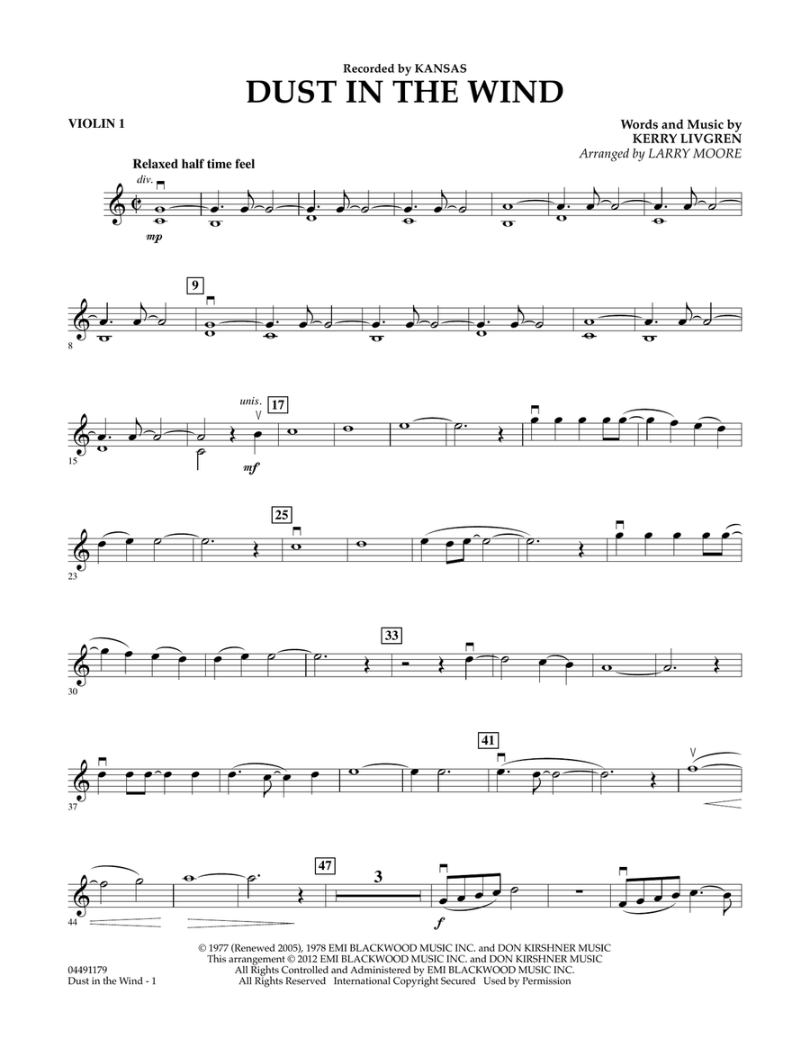 Dust In The Wind - Violin 1 Orchestra scores gallery preview page 1