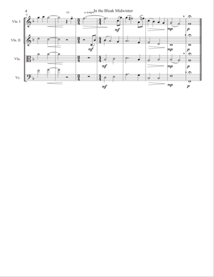 In the Bleak Mid-winter - String Quartet String Quartet scores gallery preview page 4