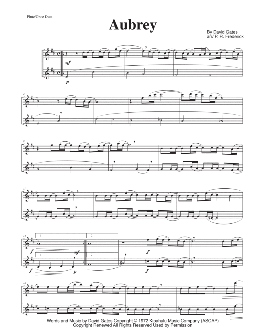 Aubrey Woodwind Duet scores gallery preview page 1