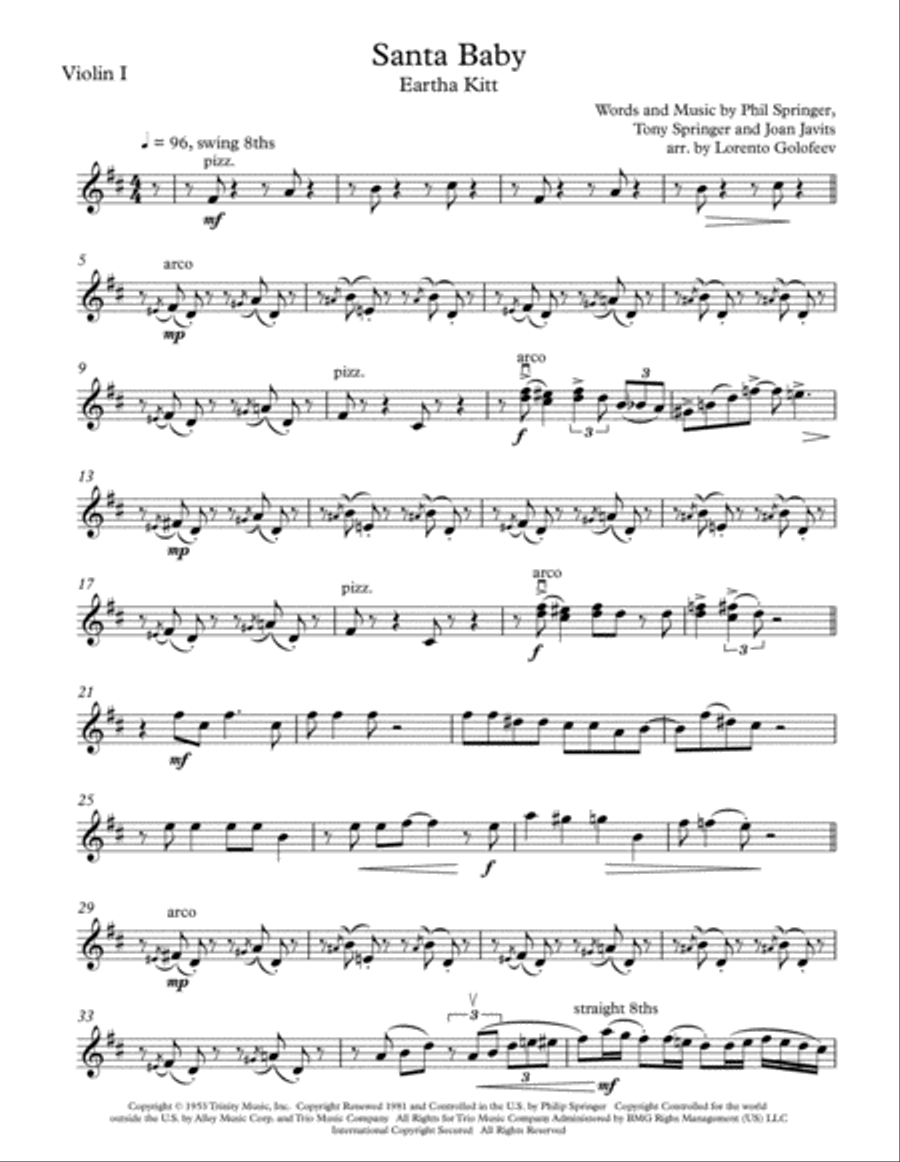 Santa Baby String Quartet scores gallery preview page 1