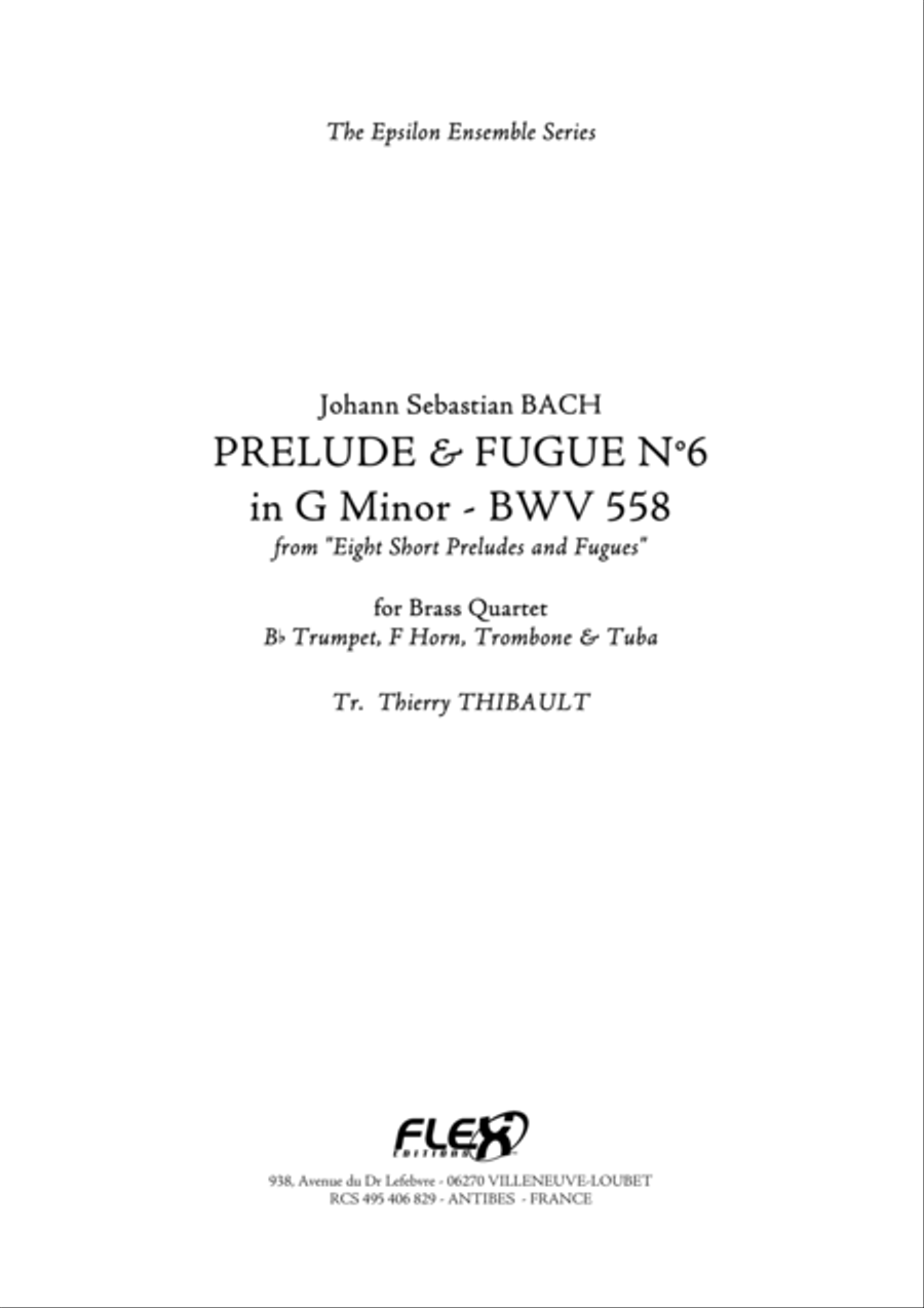 Book cover for Prelude & Fugue n6 in G minor (BWV 558)