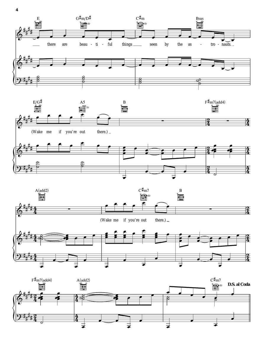 Angels Angels Piano, Vocal, Guitar scores gallery preview page 4