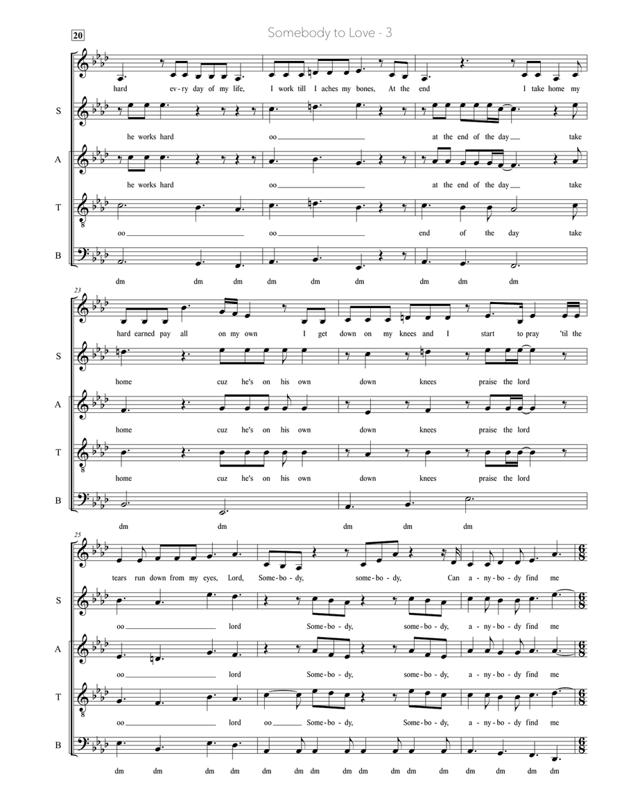 Somebody To Love 4-Part scores gallery preview page 3