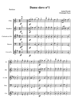 Book cover for Slavonic Dance n°1 op 46 - arrangement for woodwind quintet