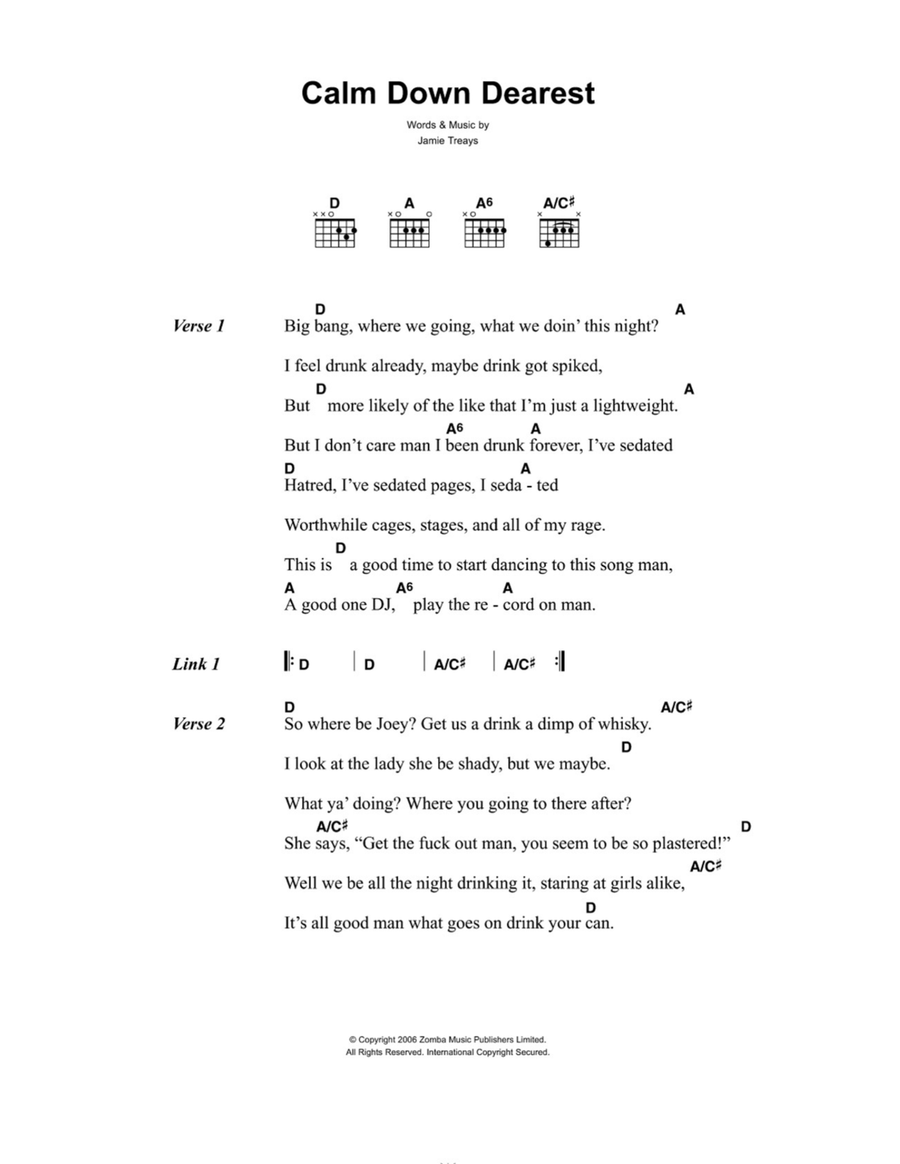 Calm Down Dearest Acoustic Guitar scores gallery preview page 1