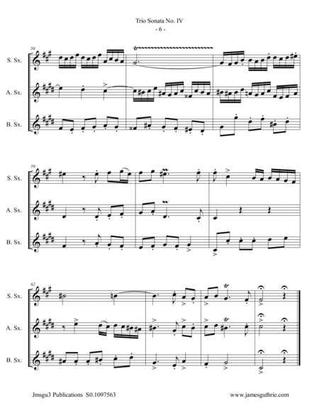 BACH: Trio Sonata No. 4 BWV 528 for Sax Trio image number null