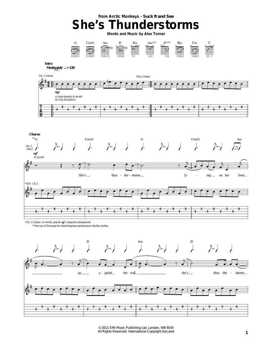 She's Thunderstorms Acoustic Guitar scores gallery preview page 1