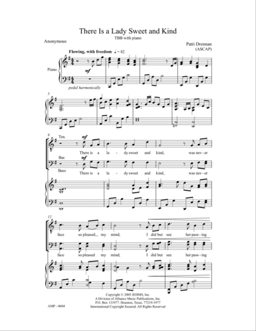 There Is a Lady Sweet and Kind 3-Part scores gallery preview page 5