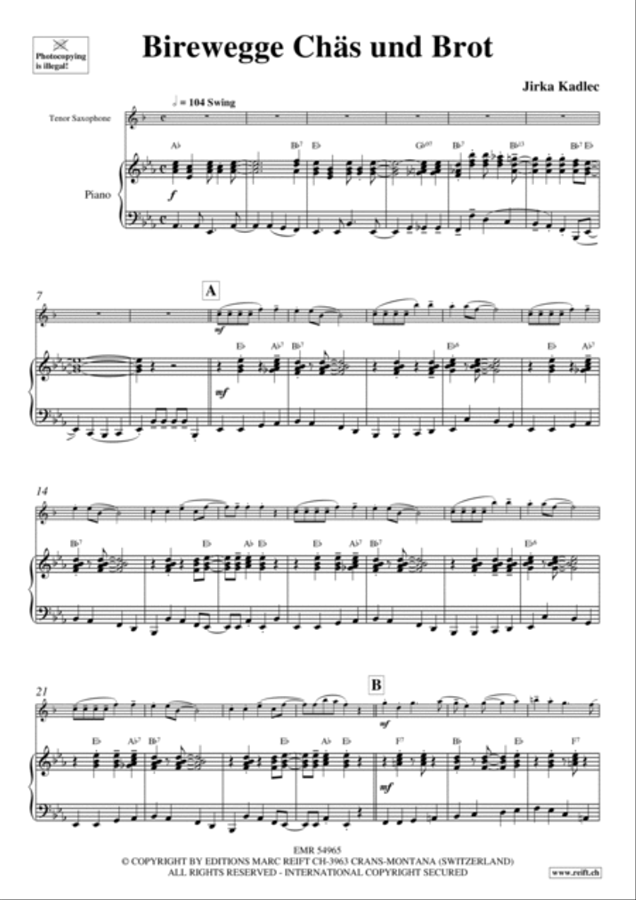 Birewegge Chas und Brot Tenor Saxophone scores gallery preview page 4
