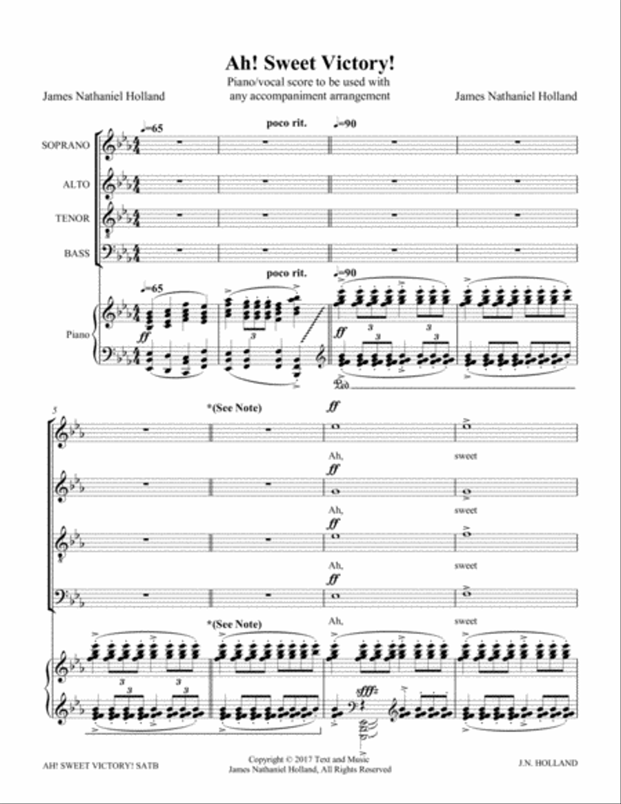 Ah! Sweet Victory Celebration Coronation Anthem for SATB Chorus and Piano 4-Part scores gallery preview page 5