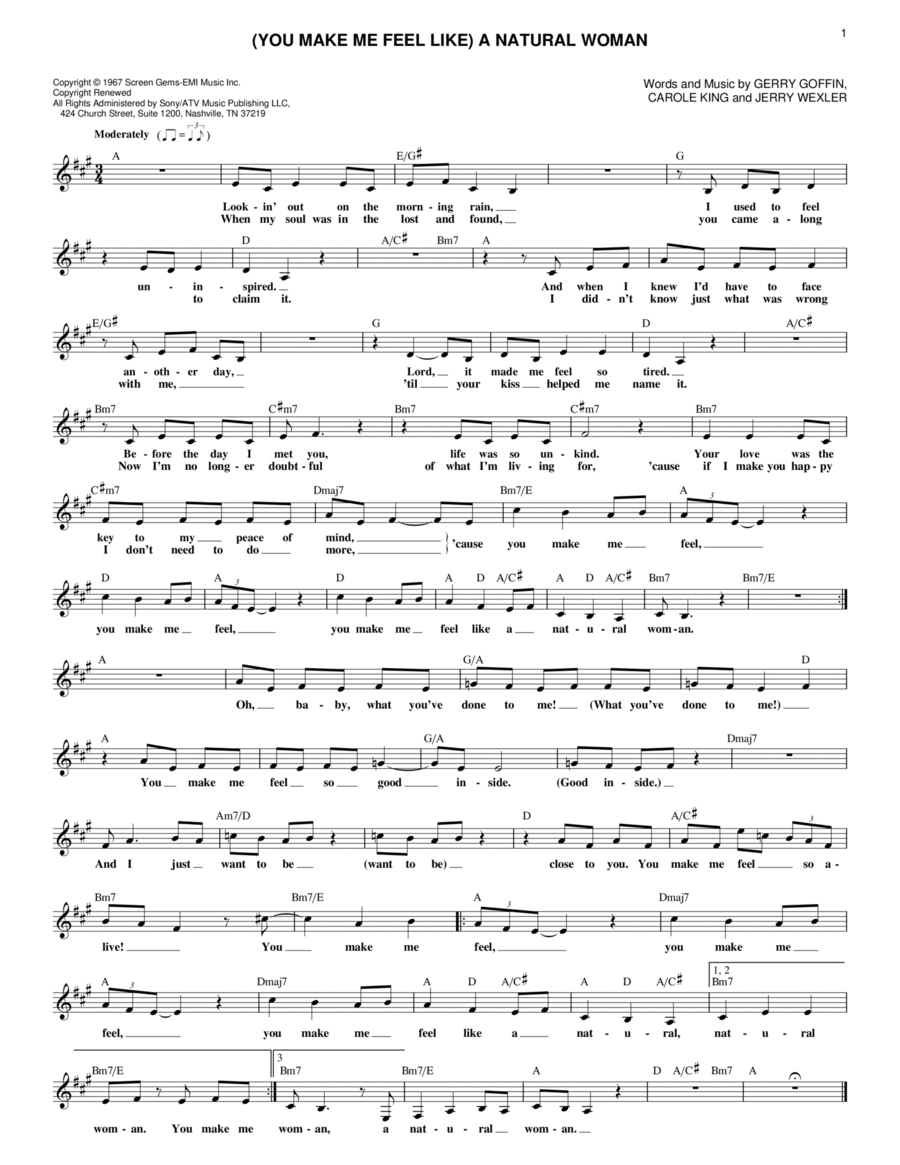 (You Make Me Feel Like) A Natural Woman Electric Guitar scores gallery preview page 1