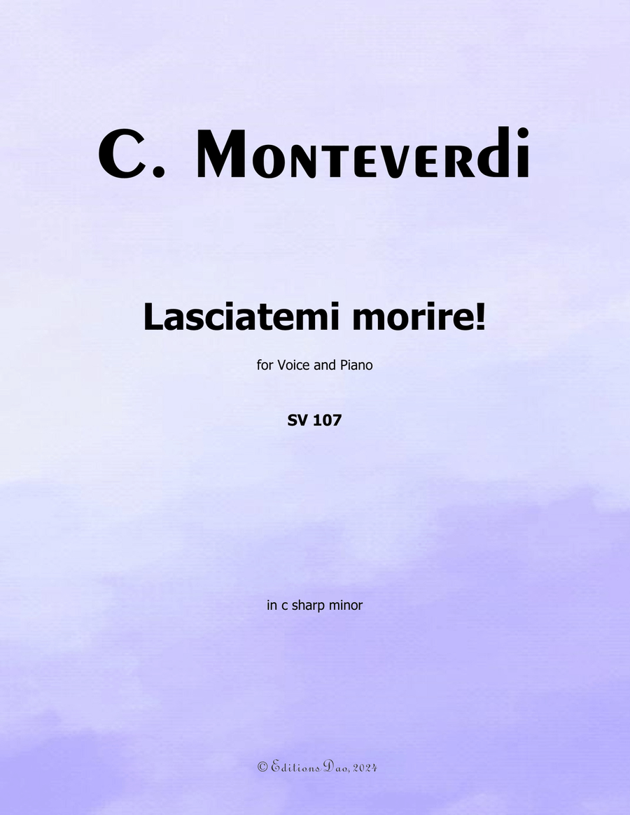 Lasciatemi morire! by Monteverdi, in c sharp minor Piano, Vocal scores gallery preview page 1
