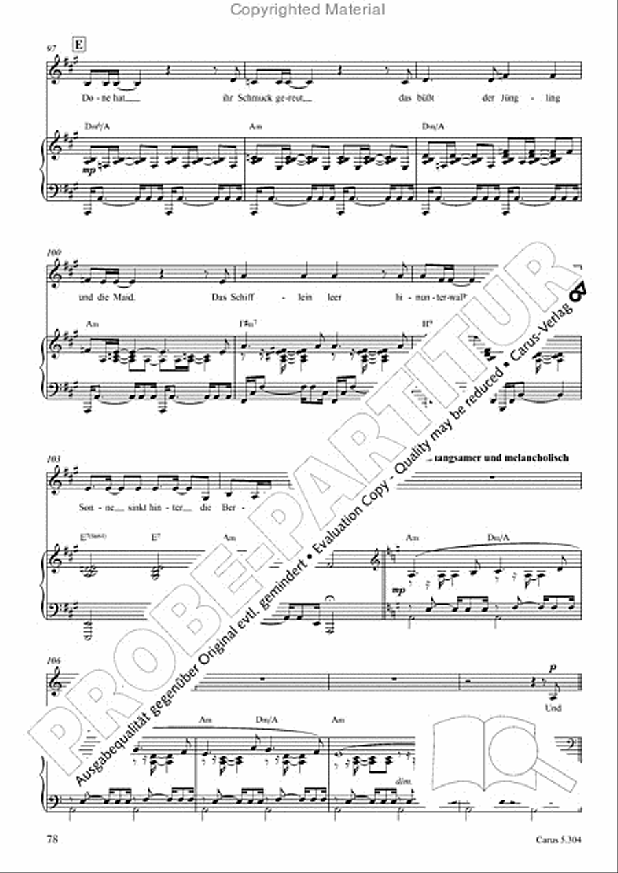 Schindler: Rosenzeit. Ein Liederzyklus uber die Liebe. Chansons fur Singstimme und Klavier Piano scores gallery preview page 79