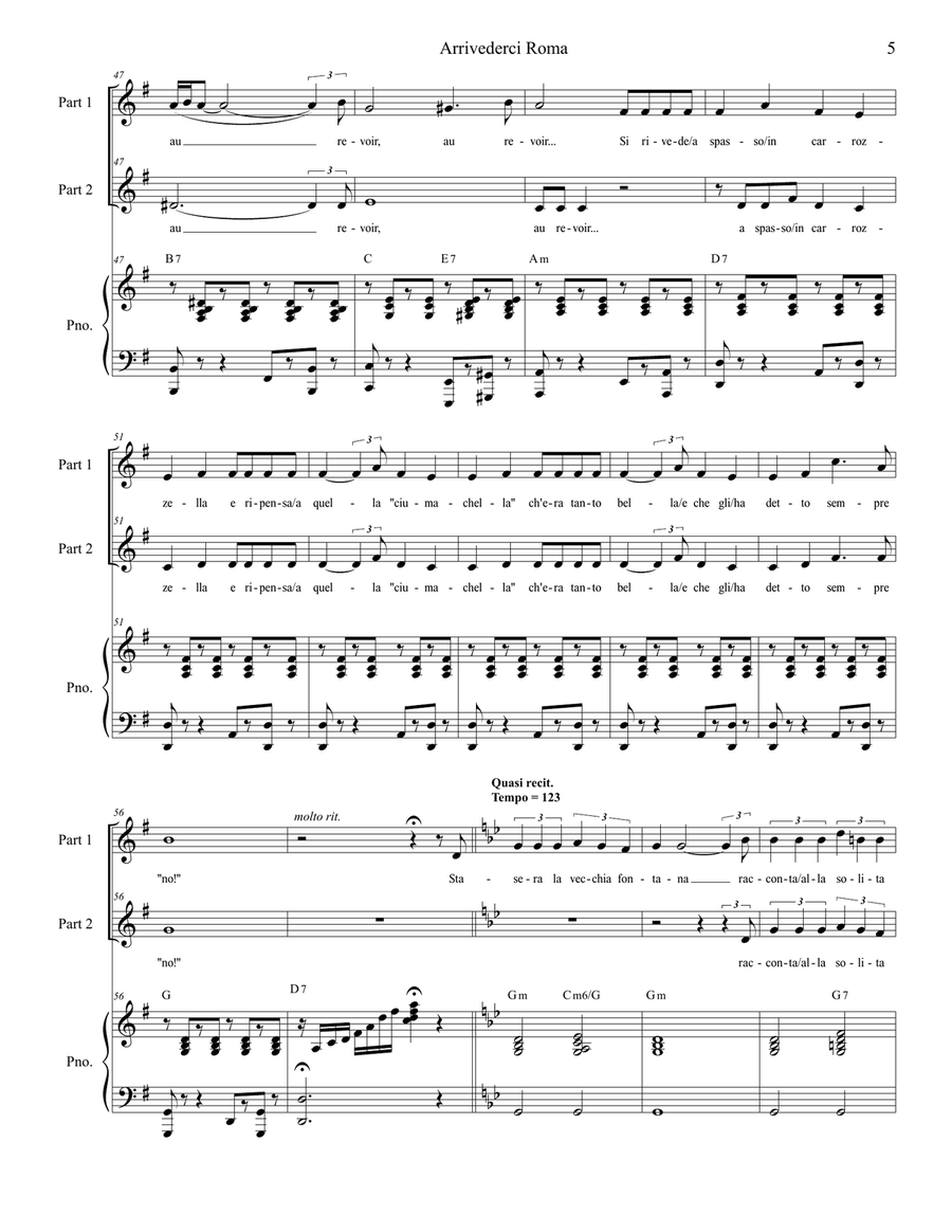 Arrivederci Roma (goodbye To Rome) 2-Part scores gallery preview page 5
