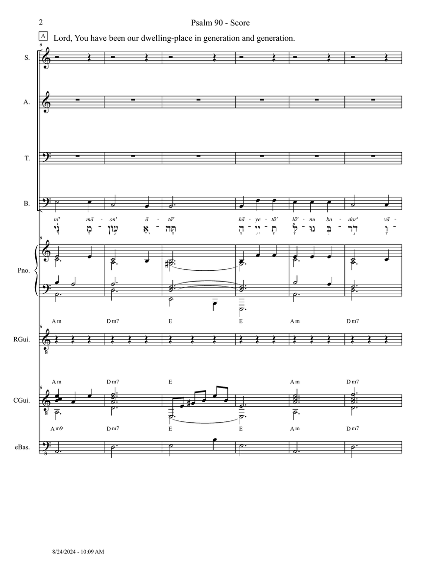 Psalm 90 - Score Only Psalm 90 - Score Only Small Ensemble scores gallery preview page 2