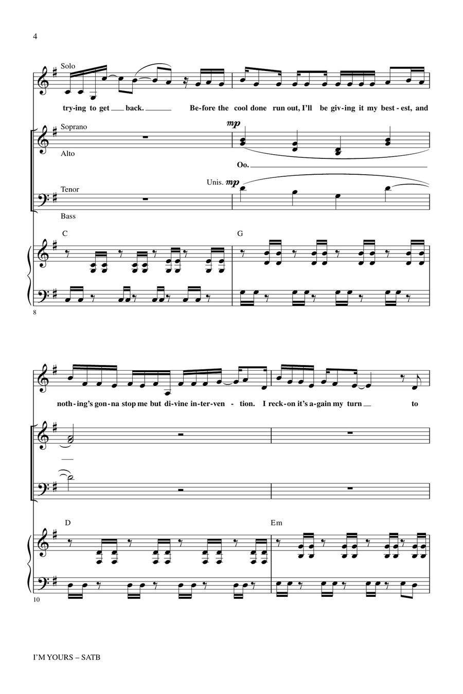 I'm Yours I'm Yours 4-Part scores gallery preview page 2