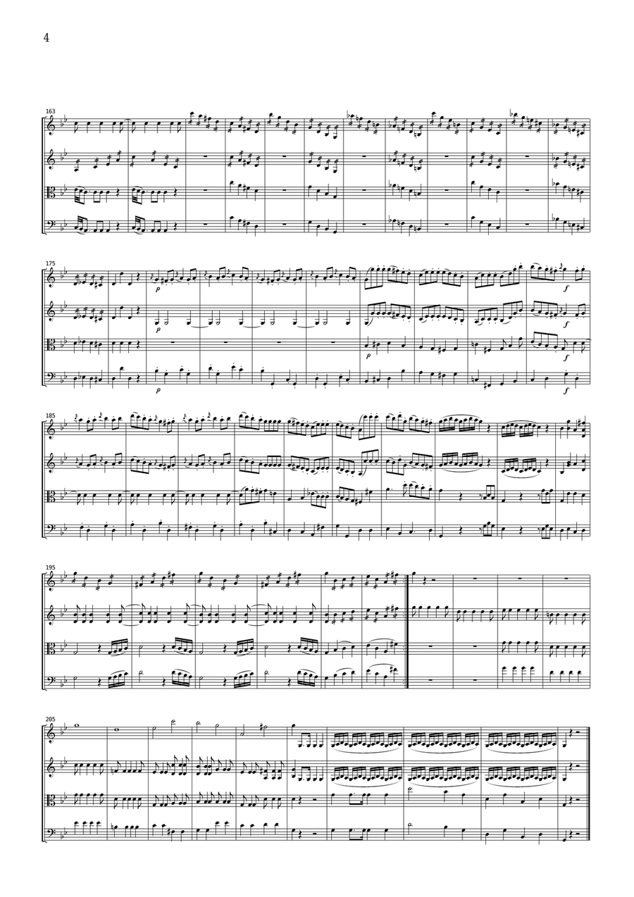 Mozart Symphony No.25, 1st mvt., for string quartet, CM010 String Quartet scores gallery preview page 4