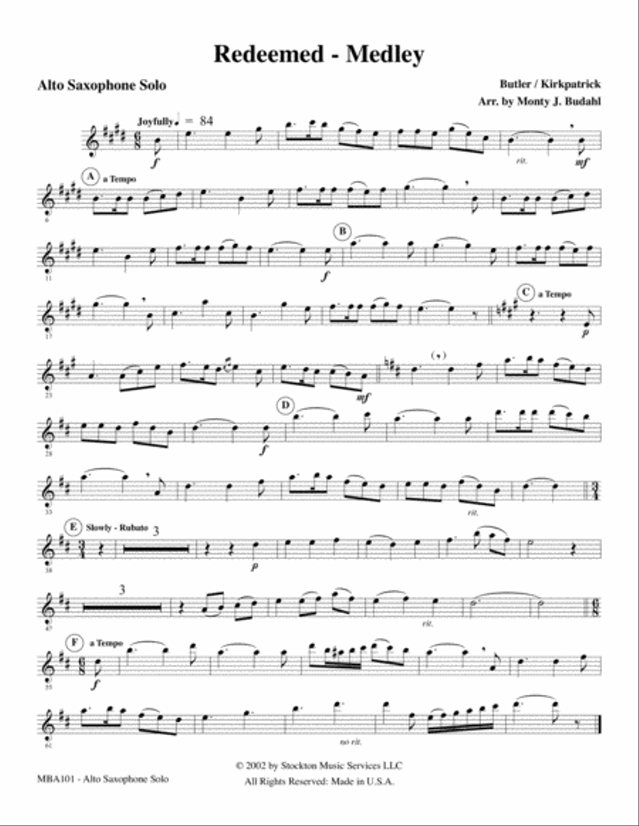Redeemed- Medley Alto Saxophone scores gallery preview page 5
