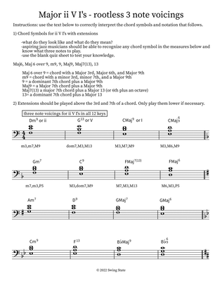 Major ii V I's - rootless 3 note voicings