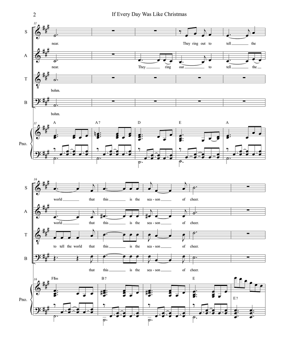 If Every Day Was Like Christmas 4-Part scores gallery preview page 2