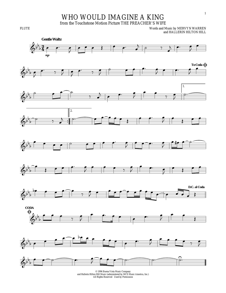 Who Would Imagine A King Flute Solo scores gallery preview page 1