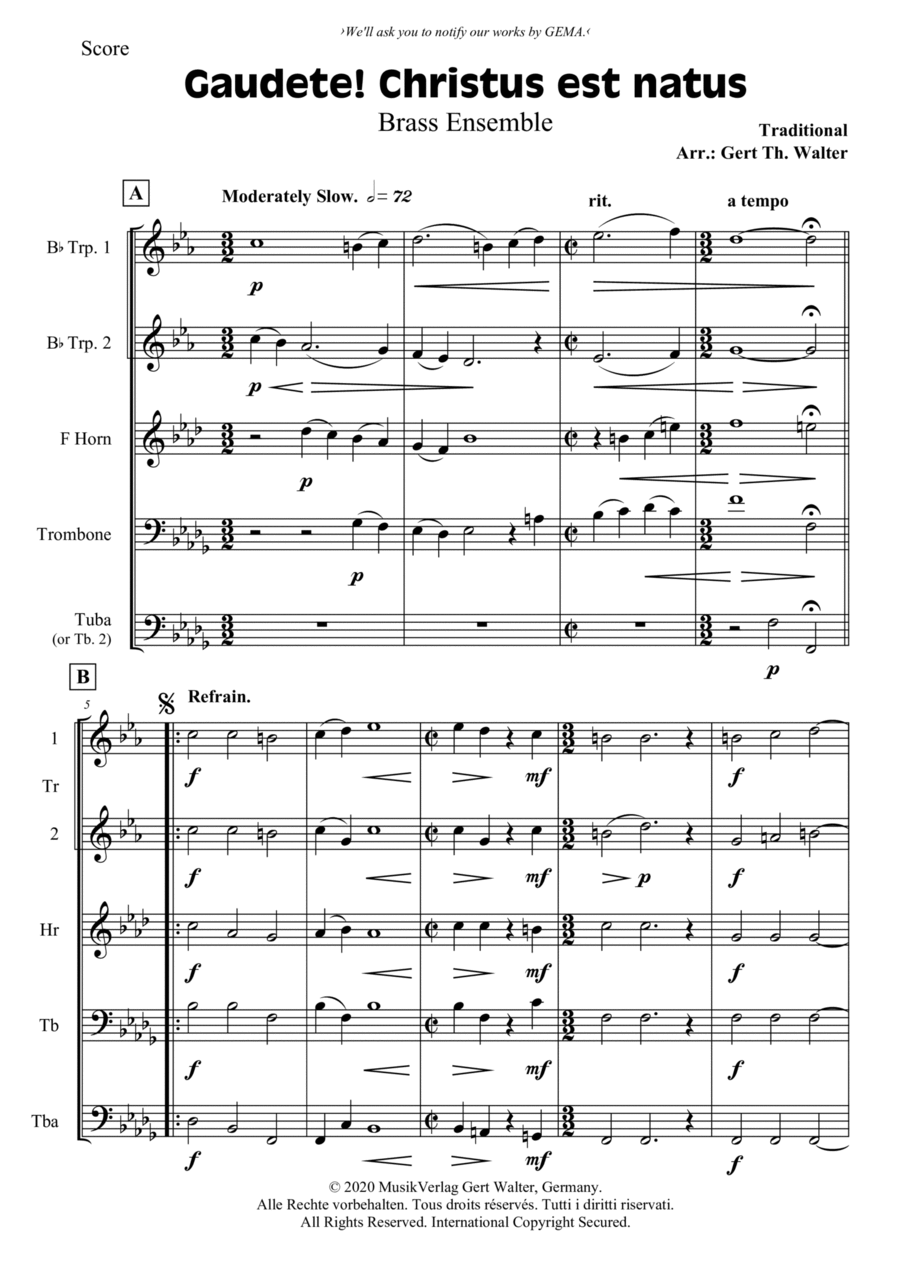 Gaudete! Christus Est Natus Horn scores gallery preview page 1