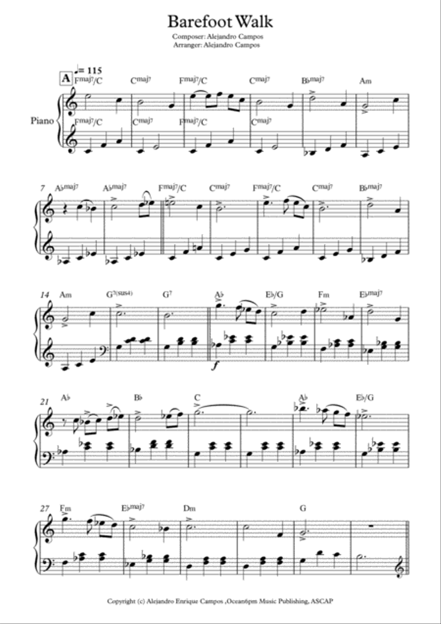 Barefoot Walk Barefoot Walk Piano Solo scores gallery preview page 2