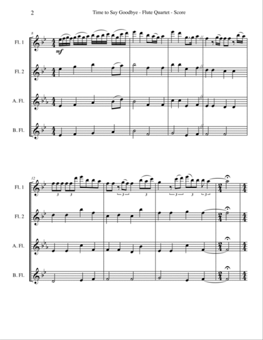 Time To Say Goodbye Woodwind Quartet scores gallery preview page 2